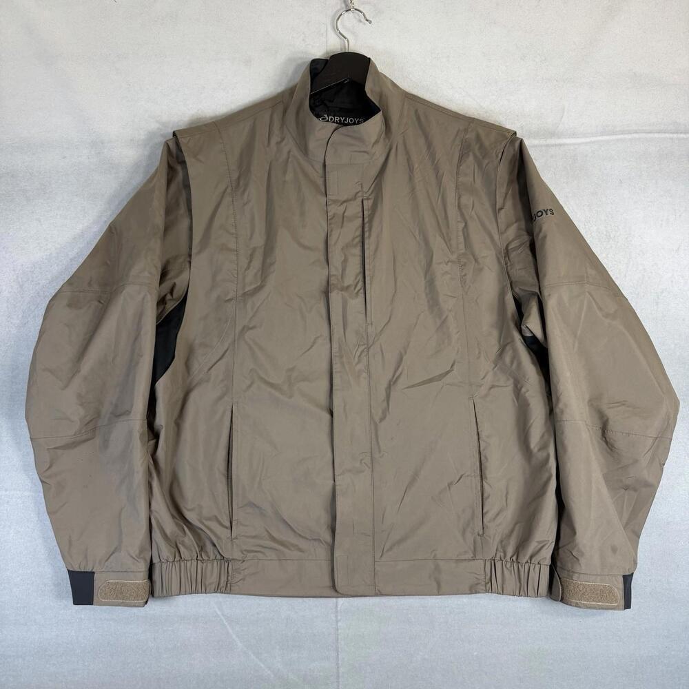 FootJoy DryJoys Golf Jacket Mens Large Khaki Full Zip Waterproof Windproof FJ - Picture 1 of 10